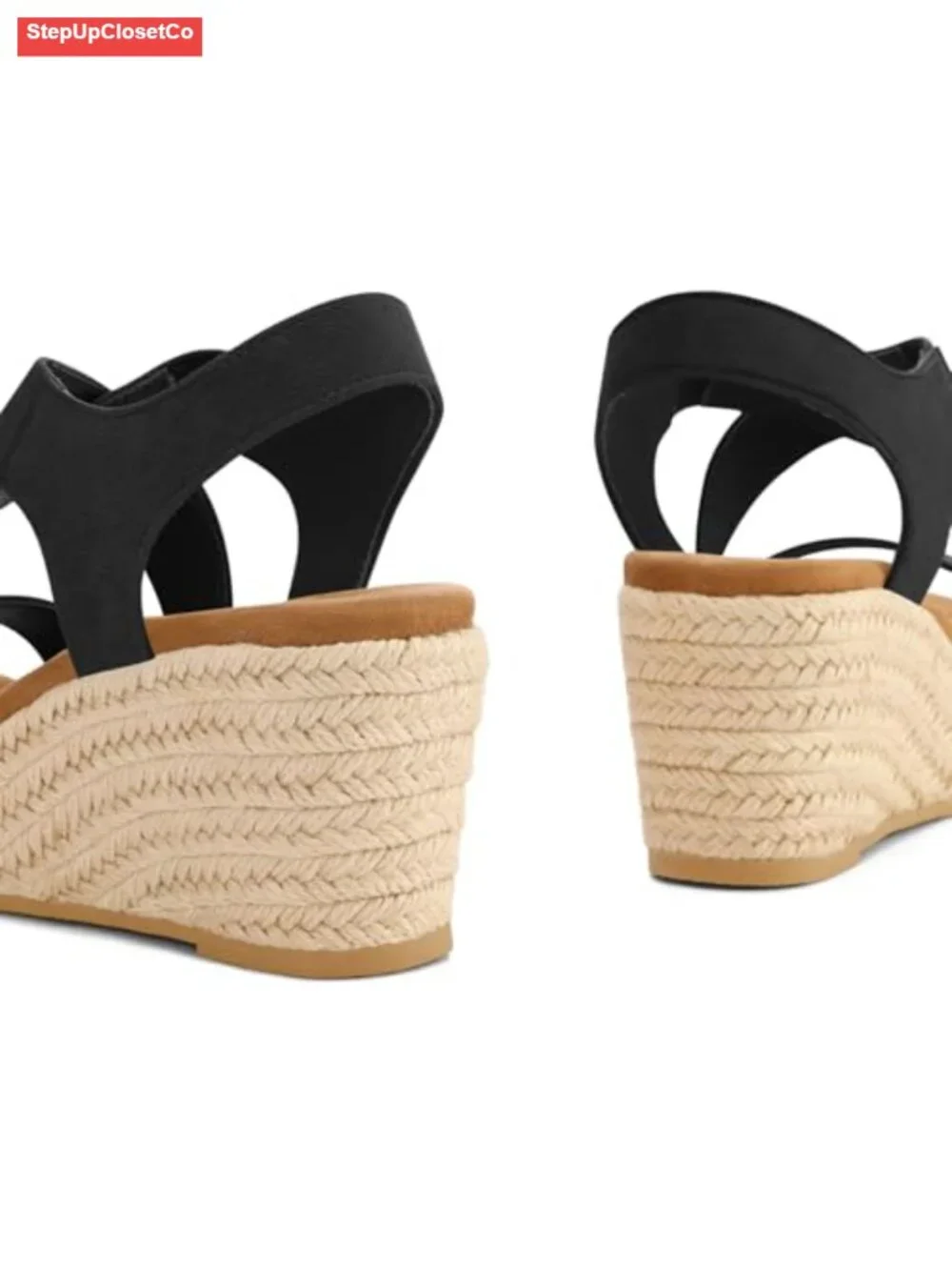 Platform Wedge Espadrille Sandals with Elastic Straps Open Toe Slip On Summer